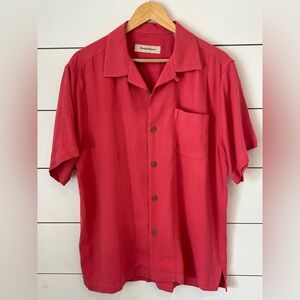 Tommy Bahama Men's Pink Short-Sleeve Camp Shirt 100% Silk Medium